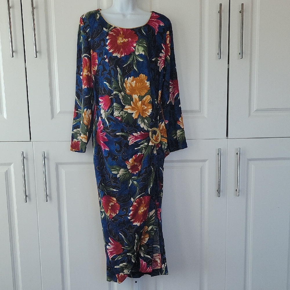 Jessica Howard Blue Floral Long Sleeve Dress